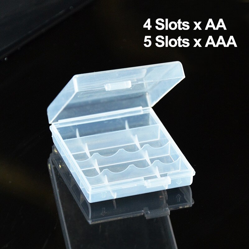 Hard Plastic Battery Case For 18650 Battery Holder Storage Cases For 2/4/8 16340 AA/AAA Rechargeable Battery Container Box: X4 Slots AA AAA