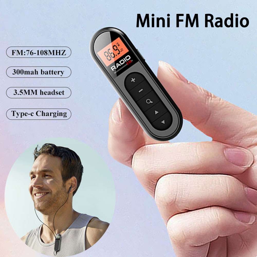 Mini Pocket FM Radio tragbar 76-108MHZ Radio Empfänger mit Hintergrund beleuchtung LCD-Display verdrahtet 3,5-mm-Kopfhörer Unterstützung Typ-c-Aufladung