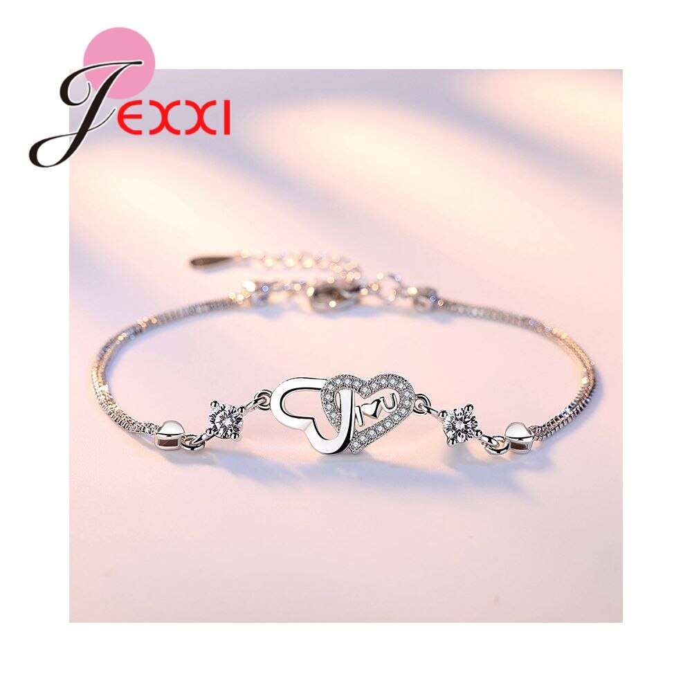 Di alta Qualità in Argento sterlina 925 Cuori A Forma di Sereno CZ Braccialetti per Le Donne di Cerimonia Nuziale Della Sposa Del Partito di Nuovo Cinturino dell'orologio migliore Regali