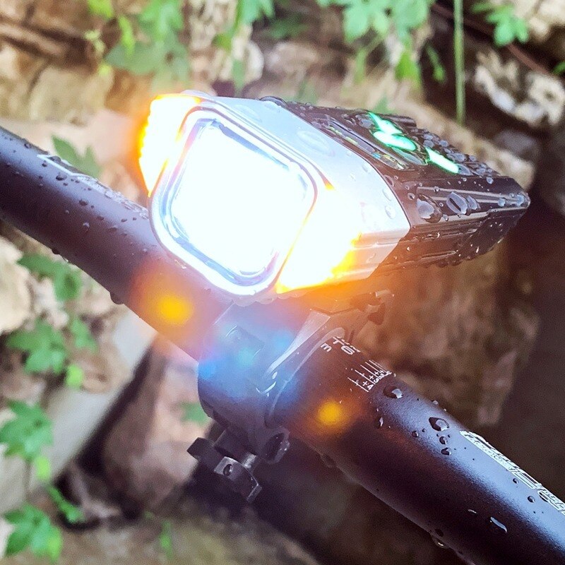 Lumens Rechargeable Bicycle Headlight with OLED Display ScreenUltra-Bright and IP66 Waterproof for Motorcycle
