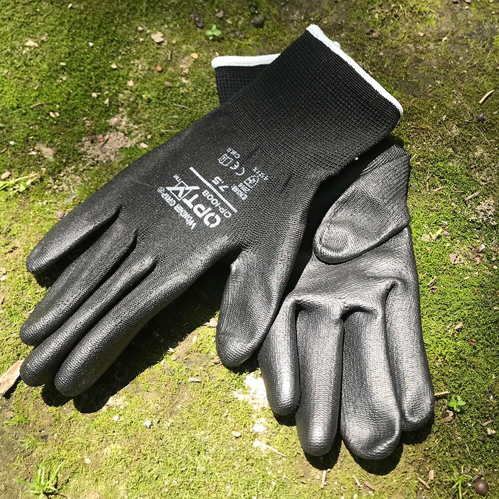 12 Pairs of safety coated work gloves, PU gloves and palm coated mechanical work gloves, obtained CE EN388