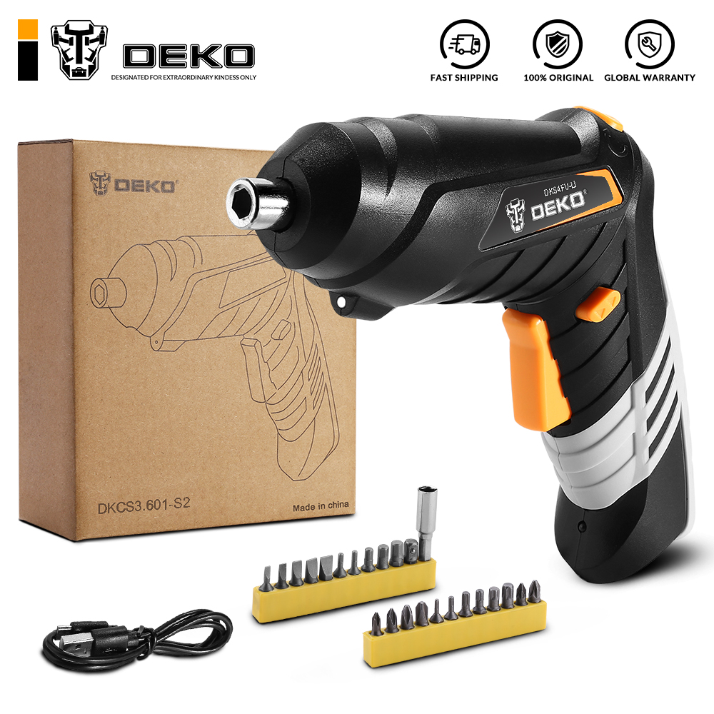 DEKO-destornillador eléctrico inalámbrico, DKCS3.6O1 S1/S2/S3, batería de carga sin llave