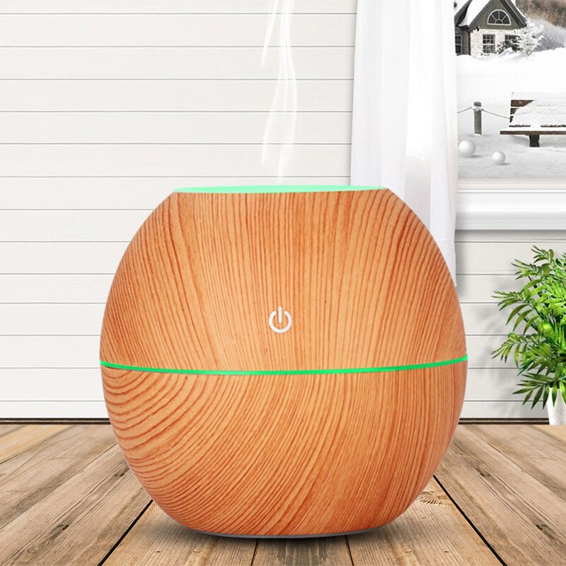 Wood Grain Aromatherapy Machine USB Plug-in Colorful Ultrasonic Humidifier Air Purification Aromatherapy Humidifier