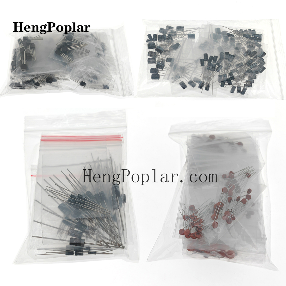 Kit de componentes electrónicos de 1900 piezas, incluida surtido + condensadores + resistencias + LED + transistores + conectores CC + PCB + opamp