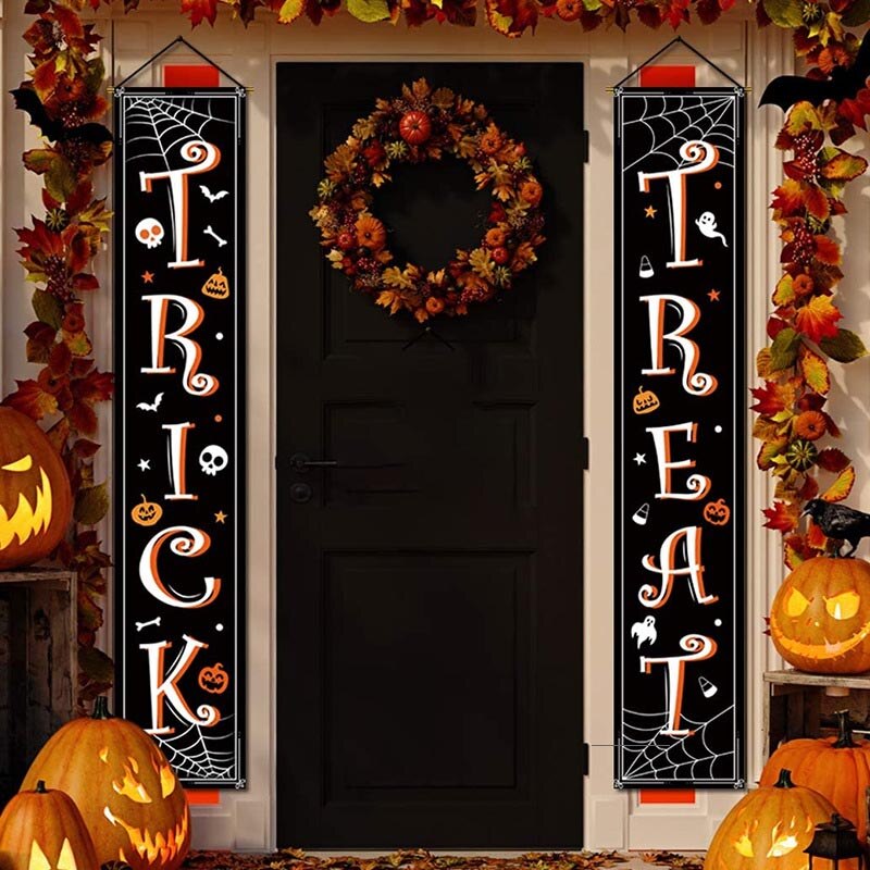 Décorations d'halloween en plein air intérieur bannières astuce ou Hocus Pocus grand porche signes sorcière décor pour la maison Halloween bannière: C
