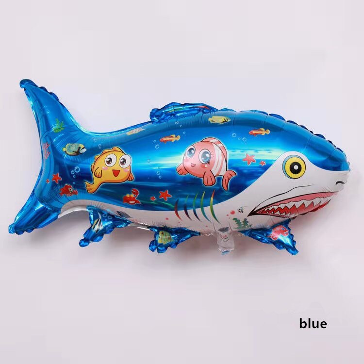 Cartoon Aluminium Ballon Baby Verjaardagsfeestje Sea Animal Shark Ballon Decoratie: Blauw