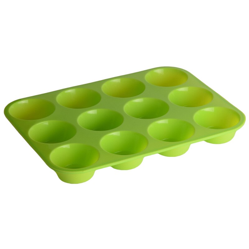 Verdikte 12-Holes Ronde Siliconen Cakevorm Siliconen Bakplaat Muffin Cakevorm Jelly Puddingvorm Ei Taartvorm: GREEN