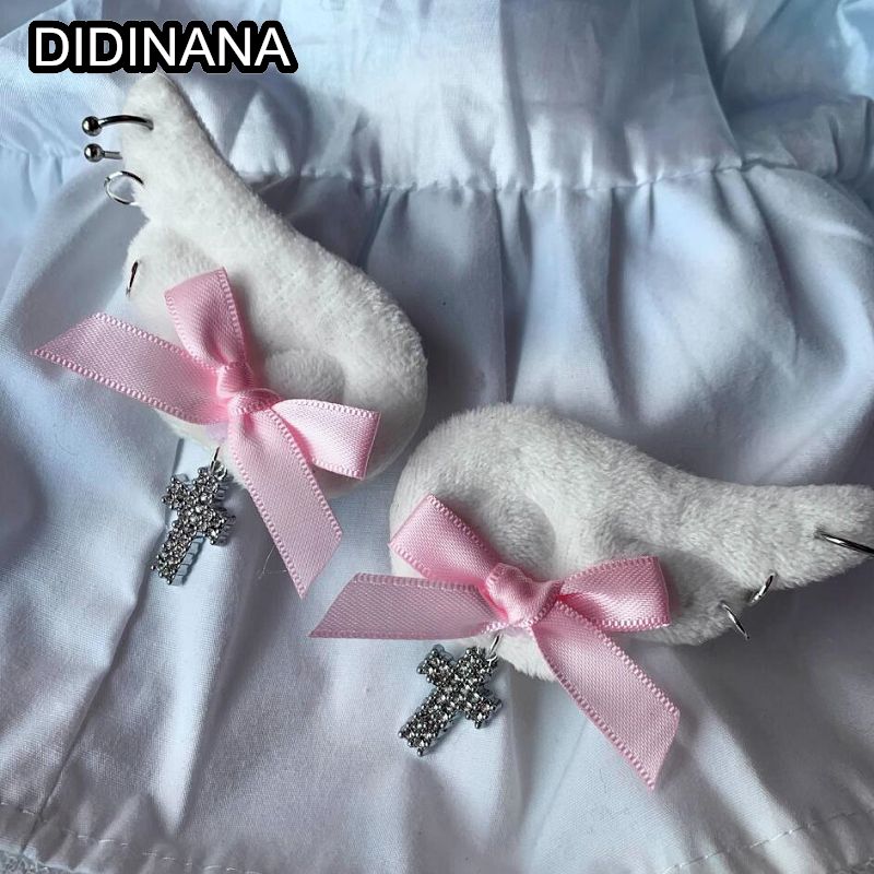 women Multicolor pills angel wings y2k subculture Spice Girl cool edge headwear hairpin ornaments Lolita Harajuku punk hair clip: Gold