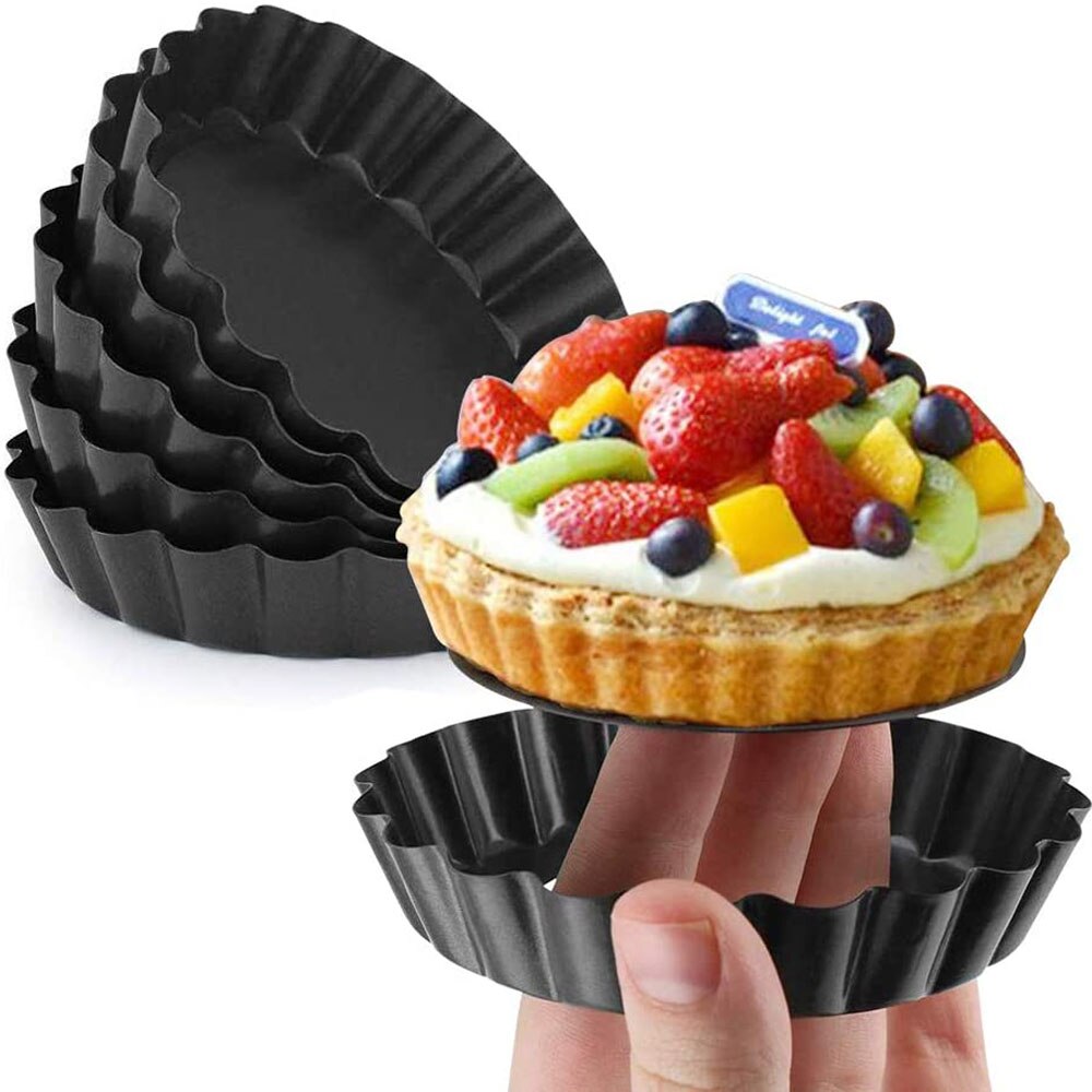1/2/3 st 10cm mini bakform avtagbar botten tårtformar nonstick rund tartelettform quiche pajform bakverk bageritillbehör