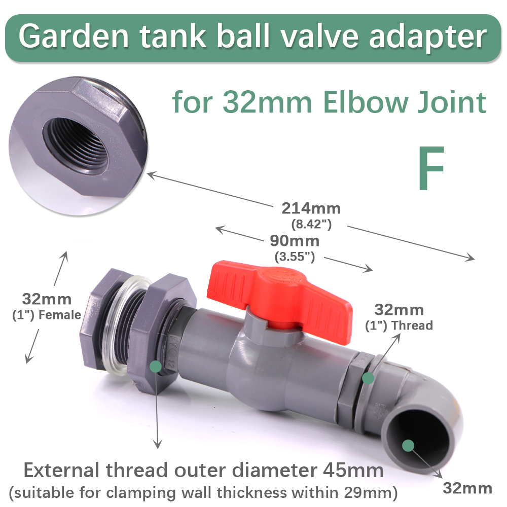 1/2" 3/4" 1" PVC Ball Valve Water Fish Tank Adapter Garden Irrigation Aquarium Pipeline Inlet Water Drain Joint Connect Repair: grey / 1/2''