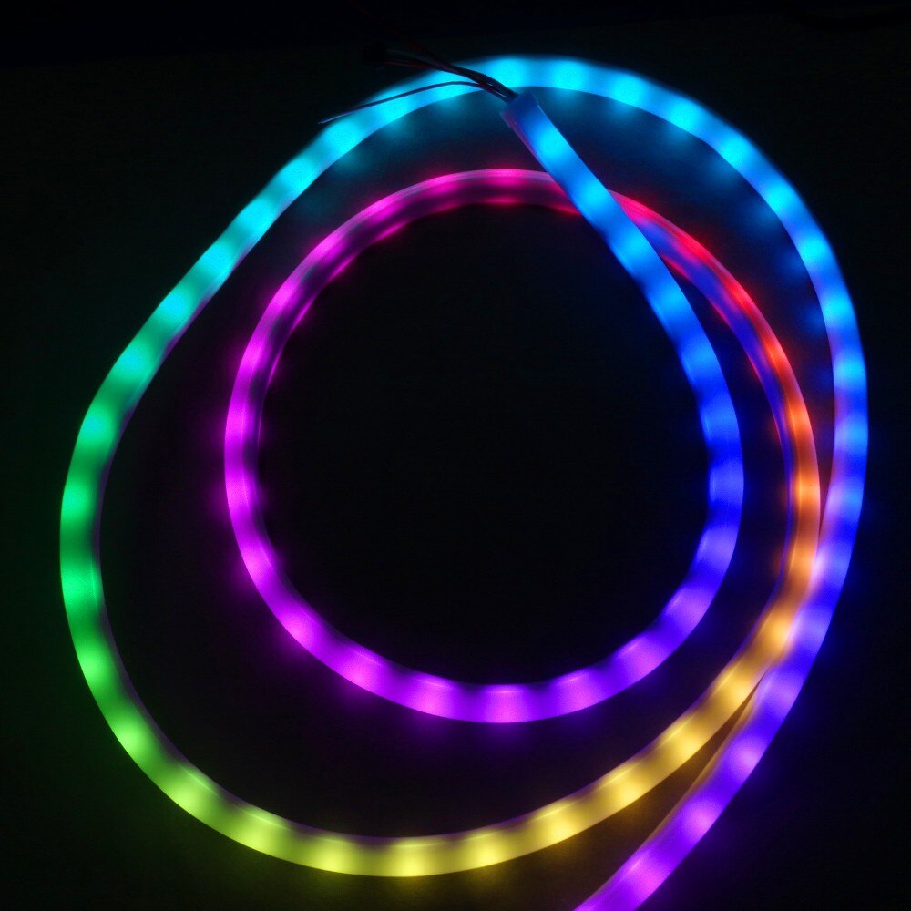 5 m DC5V WS2812B adresseerbare led neon pixel licht, RGB full color; 60 leds/m met 60 pixels/m; waterdicht in melkwit buis