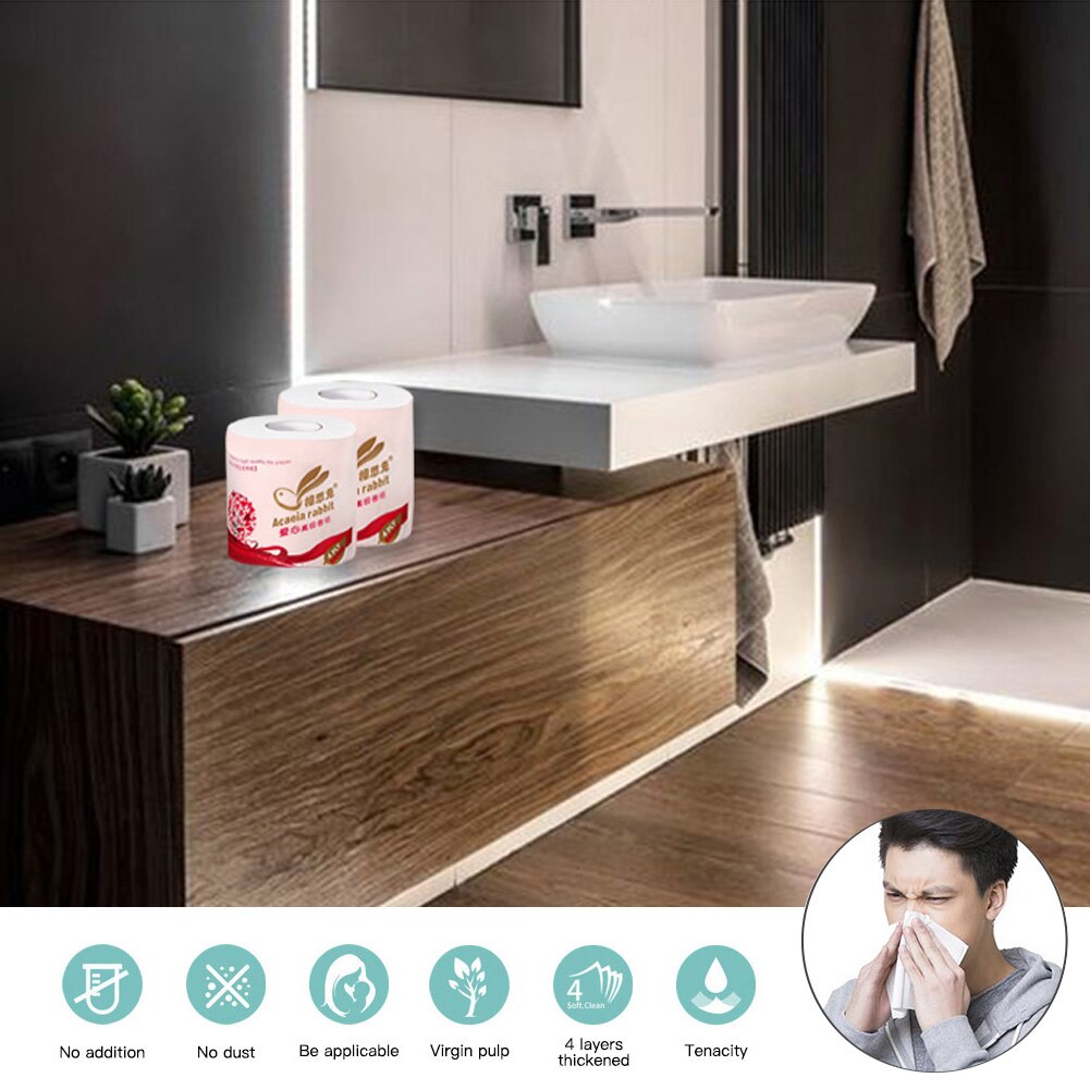 10 rollos de papel higiénico a granel, rollos de papel de baño blanco suave 4 capas rápido