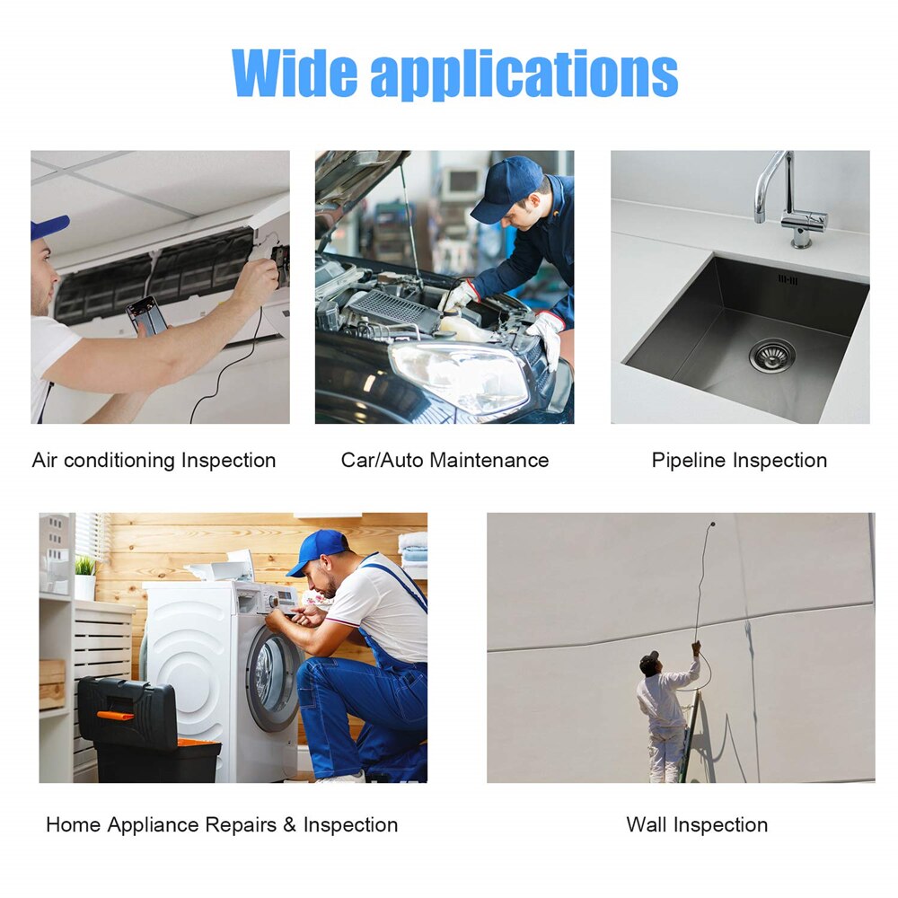 KZYEE WIFI Multifunction Endoscope Camera 5.5mm Lens HD Semi-rigid Waterproof Phone Camera Hard Cable Snake Wireless Borescope