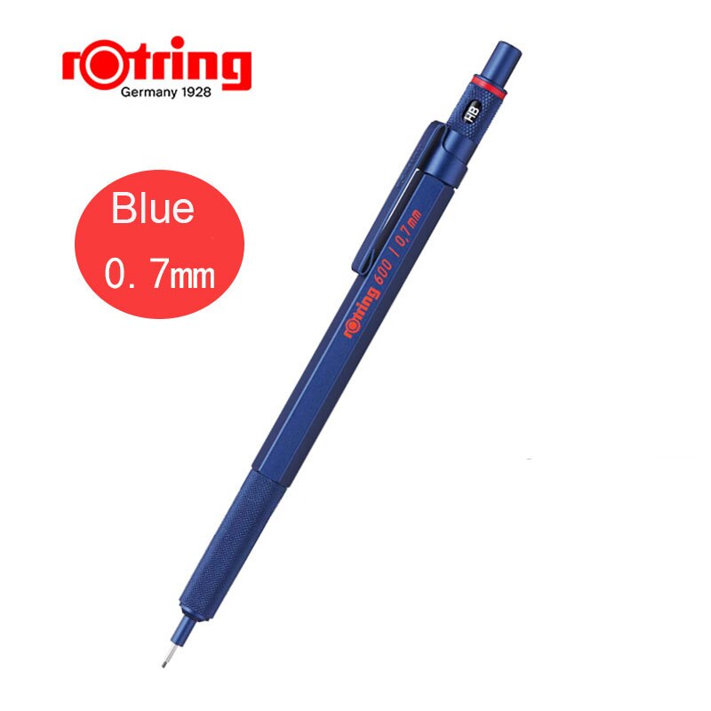 Rotring 600 Mechanical Pencils 0.5mm 0.7mm Drawing Sketching Pens Metallic Body Hexagon Holder: Blue 0.7mm