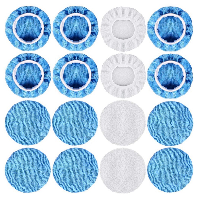 Ensemble de bonnets de polissage de voiture, lot de 16, 5 à 6 pouces, dont 12, Bonnet de polissage en microfibre et 4 paquets: Default Title
