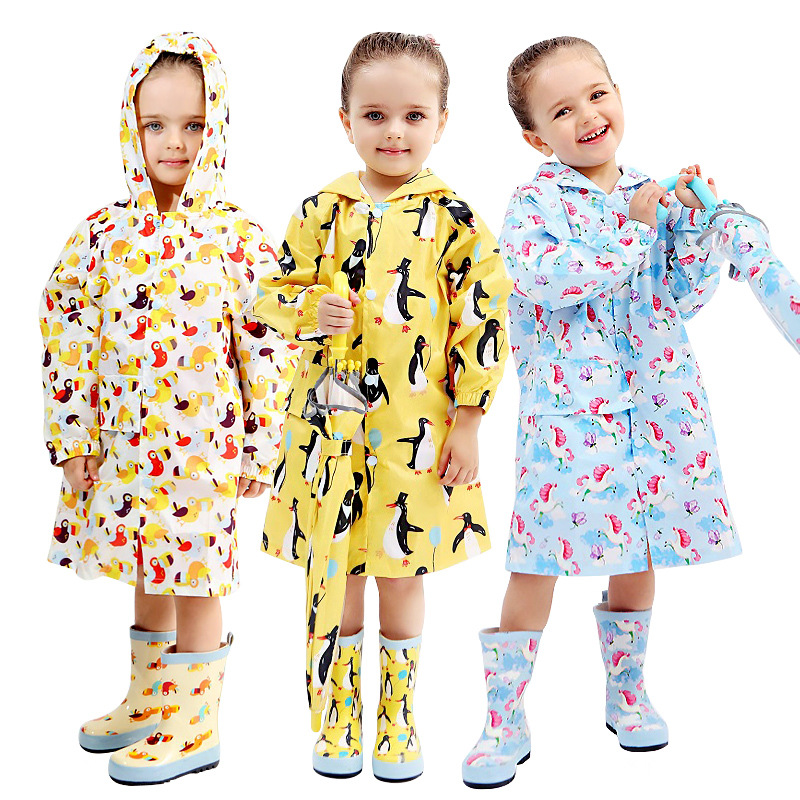 Paraguas para niños, chubasquero para niños con dibujos animados, chubasquero infantil para niños y niñas, impermeable primario para bebés, elástico sl