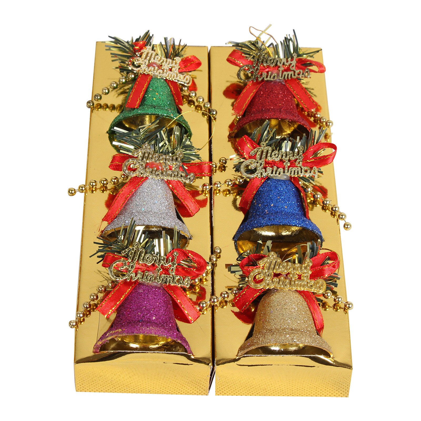 6 unidades/juego de cascabeles de plástico para quitar el polvo de Color, accesorios para árbol de Navidad, campanas de Navidad para niños, juguete para de Navidad, campana para el hogar: Default Title