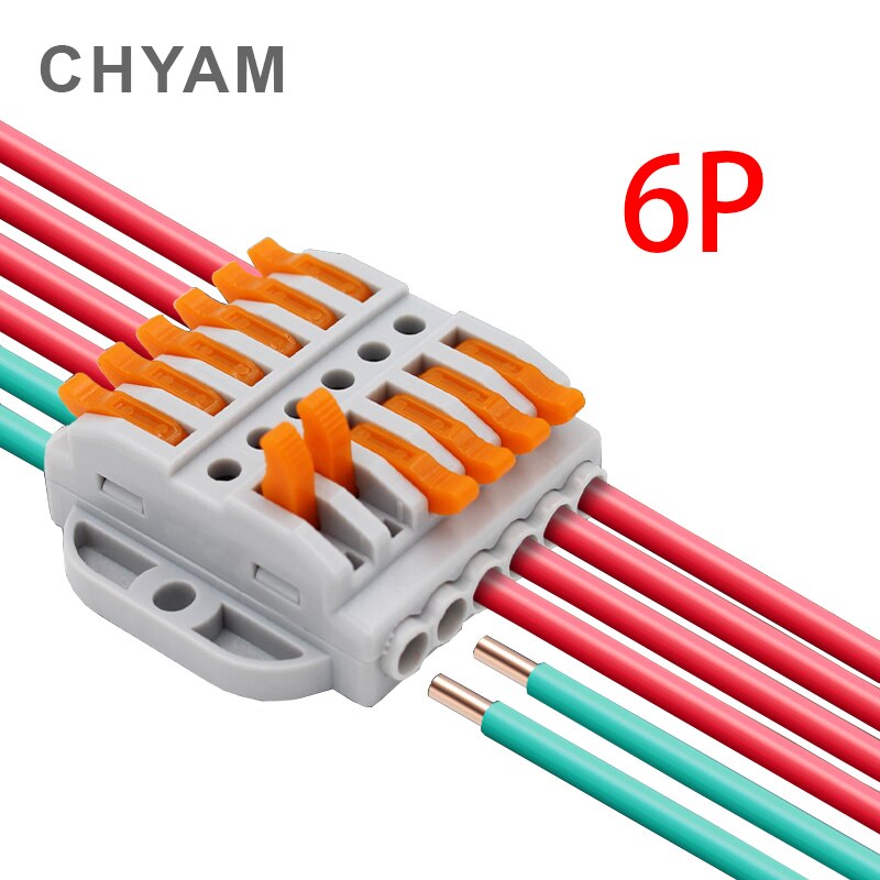 10 stk fast 600v 32a 0.08-4 mm 2 ledninger dobbelt række stikstik kabel ledning hurtig forbindelse kobber leder klemrække: 6p