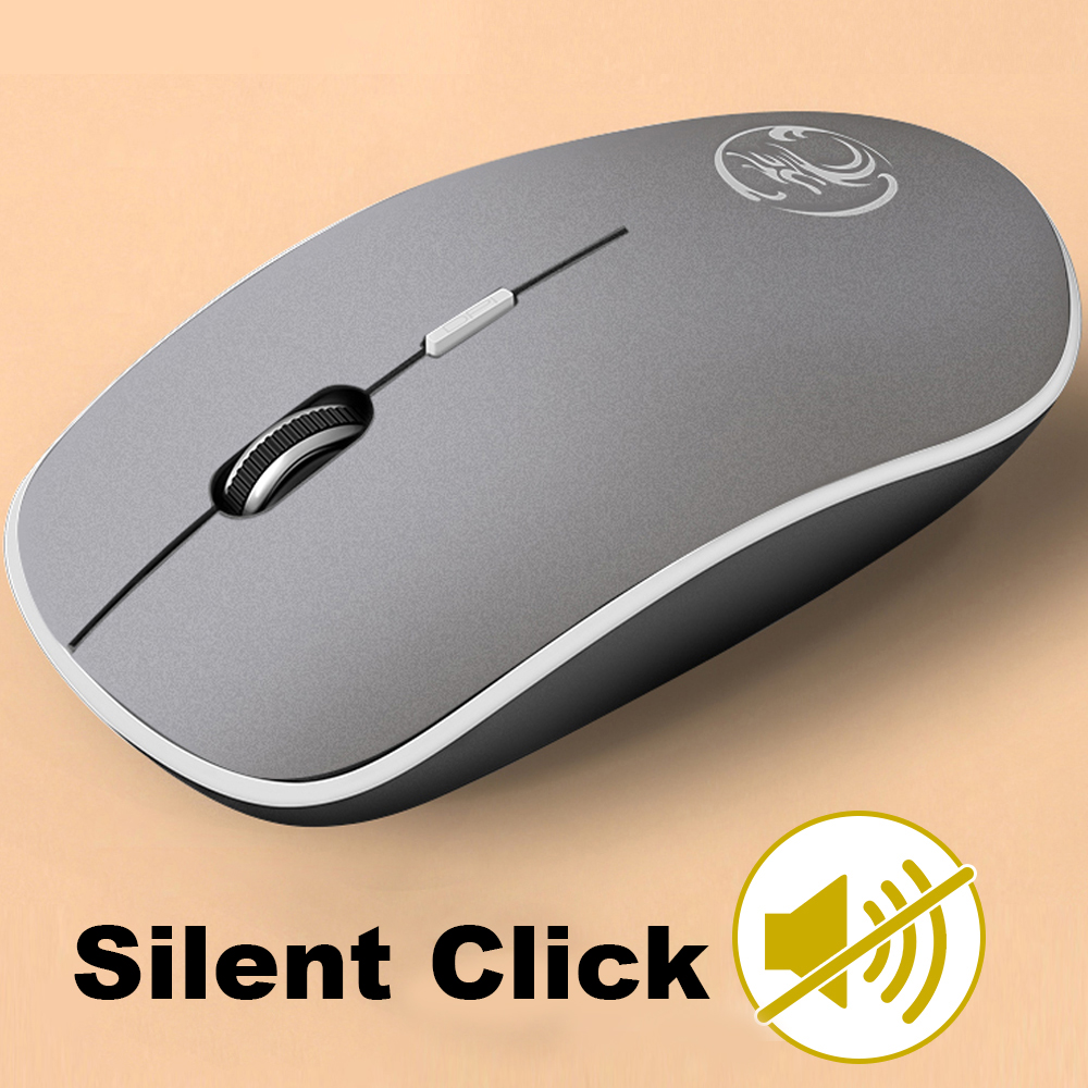 Silent Wireless Mouse PC Computer Mouse Gamer Ergonomic Mouse Optical Noiseless USB Mice Silent Mause Wireless For PC Laptop: Gray Silent Click