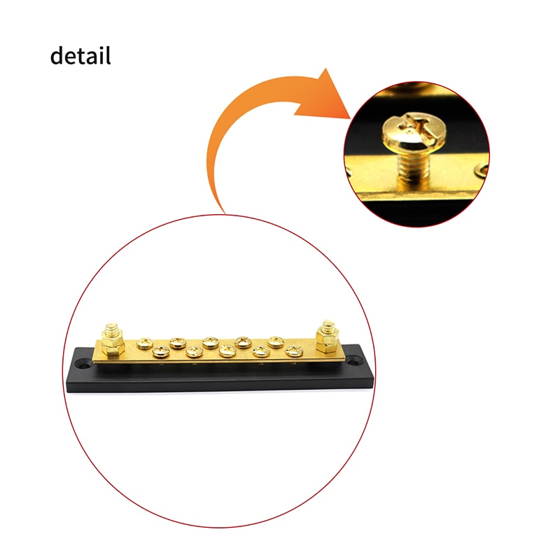 Universal 60A 8/10/12/16 Way Brass Buss Bar Insulator Base Power Distribution Terminal Block Accessories For Car Boat