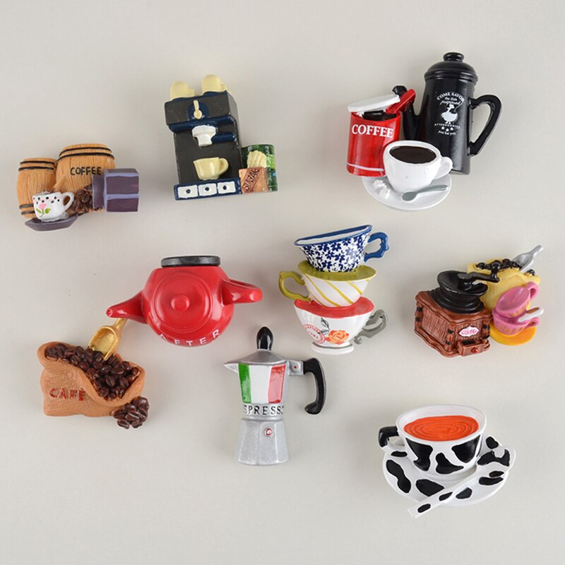 Accessoires créatifs pour café en 3D | Aimant pour réfrigérateur, dessin animé Moka, Pot de café en forme de tasse, Note magnétique, décoration par absorption et absorption