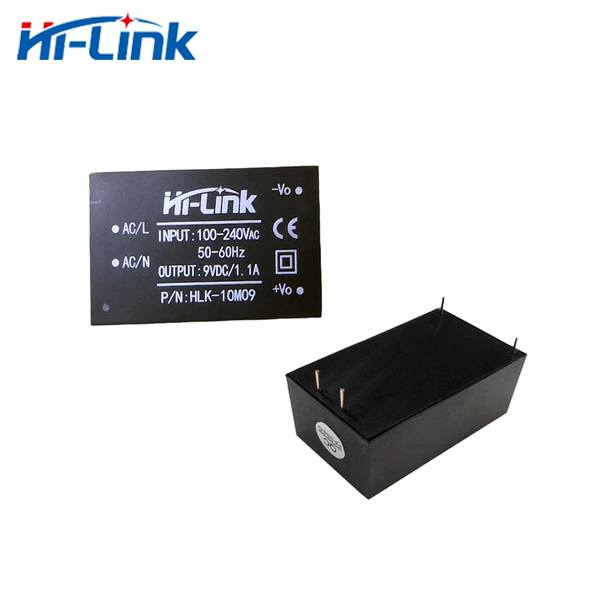 Hi-link-link 2 peças módulo de fonte de alimentação, 220v 9v 10w ac dc isolado para uso doméstico inteligente, mini módulo de comutação compacto