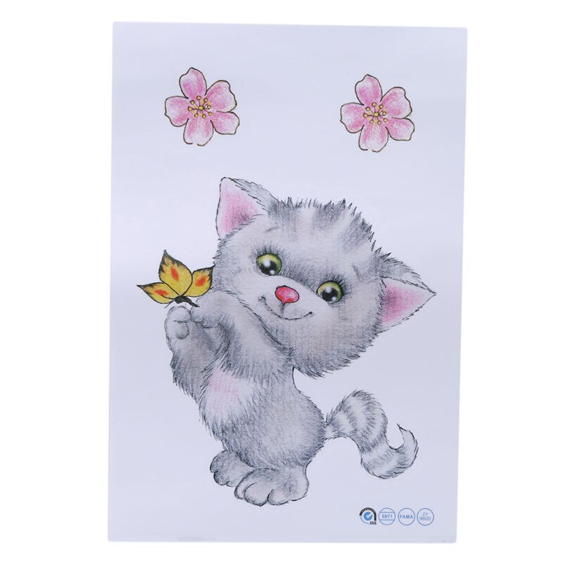 Mooie Kat Kitten Muurstickers Wc Stickers Deur Stickers Vlinder Badkamer Art Decals Home Decoratie Vensterglas: 02