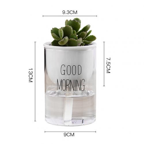Automatic Watering Flower Pots Ceramic Succulent Plant Flower Pot with Glass Water Container Planters Flower Pots Garden Decor n: Black L