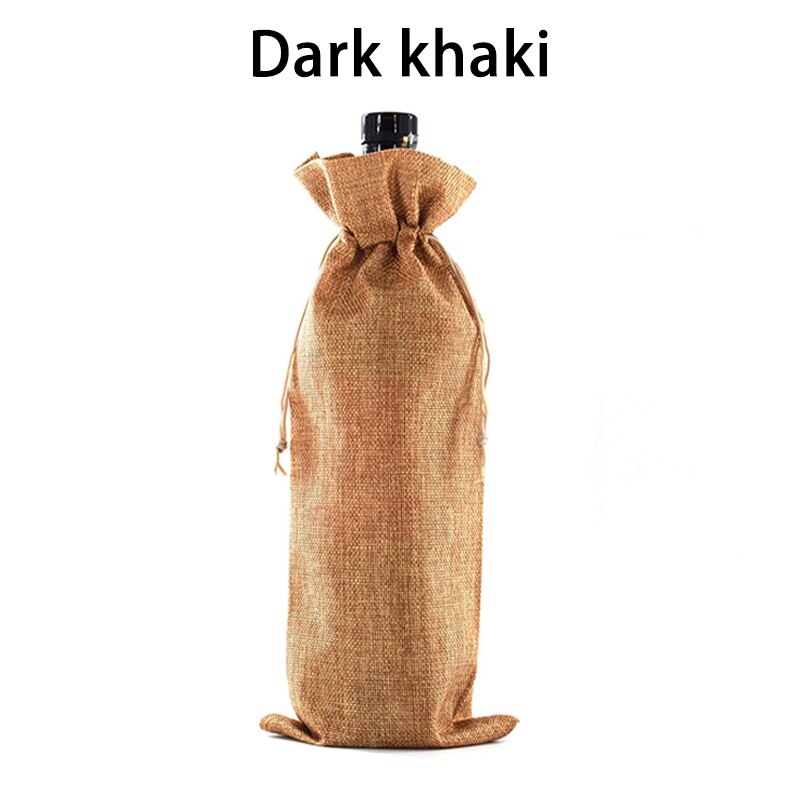 Linen Wine Bottle Covers With Drawstring Jute Wine Bag Holder Carrier For Champagne Olive oil Packaging Pouch: 09
