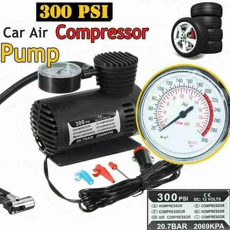 Car 300PSI C300 12V Mini Air Compressor Outdoor Emergency Electric Tire Inflator Pump with Gauge Checking Auto Accessories