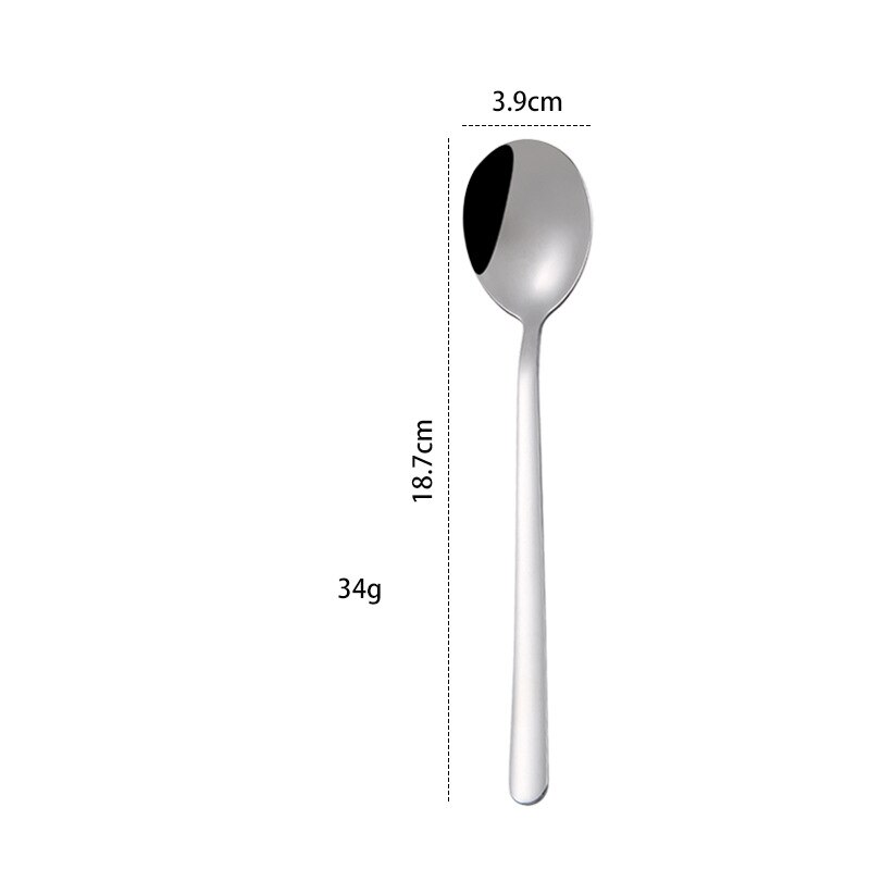 1pc sølvskje gaffel forskjellige størrelser rustfritt stål langt håndtak kaffe iskrem dessert drikker te scoop kjøkken bestikk: 2 skjeer