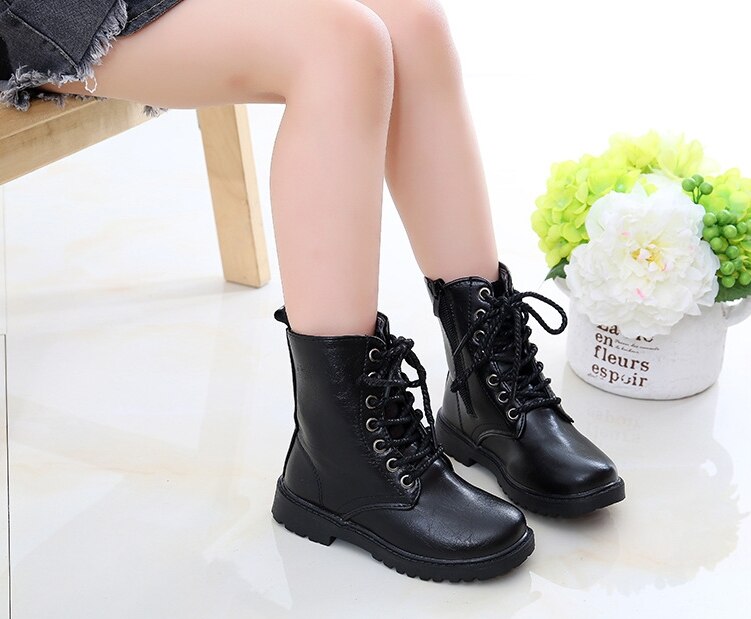 Children's Shoes Girls' Boots Autumn and Winter Side Zipper Boots Boys Snow Boots kids Leather Boots Autumn and Winter Boots