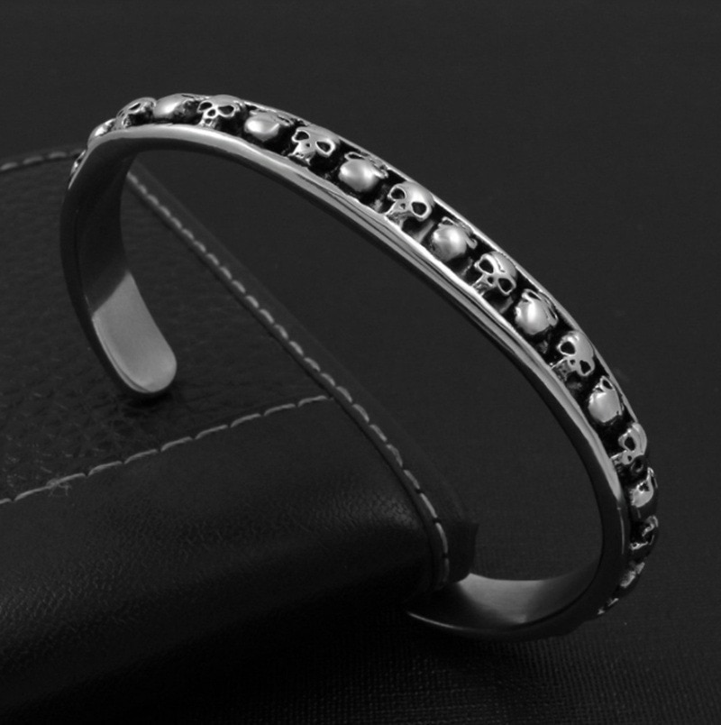 Punk Schedel Roestvrij Stalen Armband Voor Man Open Armband Sieraden