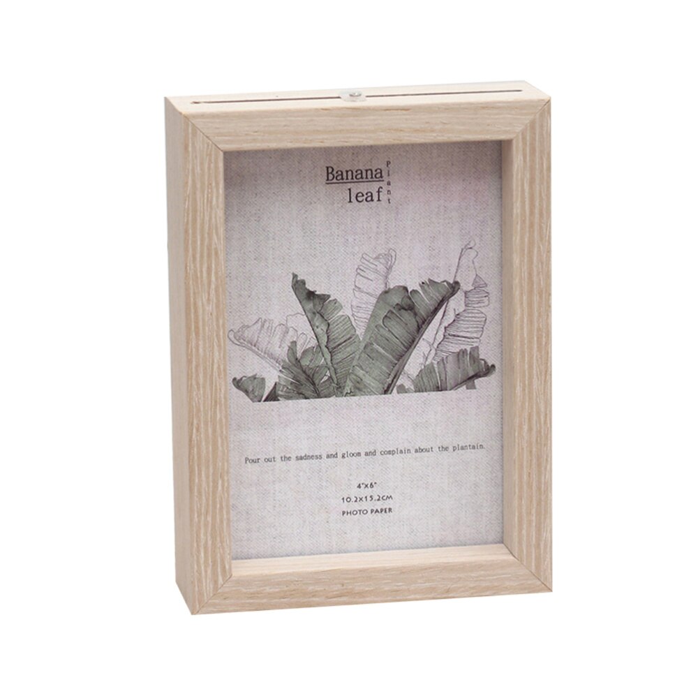 6 Inches Plant Dried Flower Leaves Specimen Box Double Sided Glass Photo Frame Wooden Table Decoration with Original Ph: Beige / 16.8x21cm