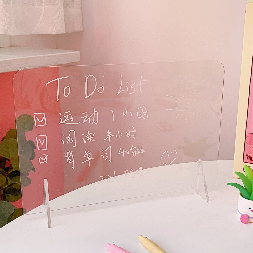 Yisuremia 1pc Transparent Letter Message Board Wordpad Memo Note Borad Phone Stand Holder Free A Pen Kawaii Stationery