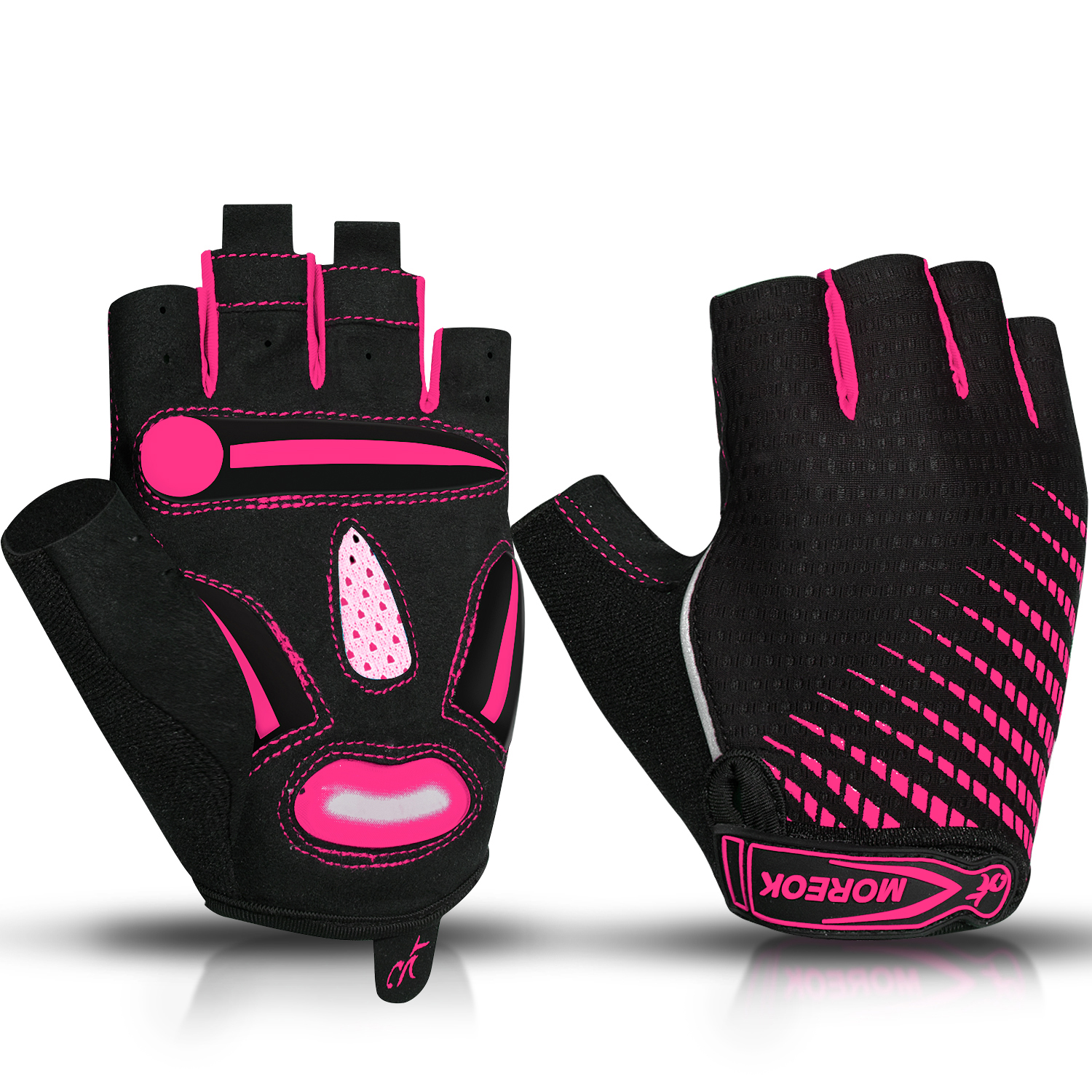 MOREOK Cycling Gloves 5MM Gel Shock-absorbing Bike Gloves Half Finger Breathable MTB Mountain Road Bike Bicycle Biking Gloves: pink / S