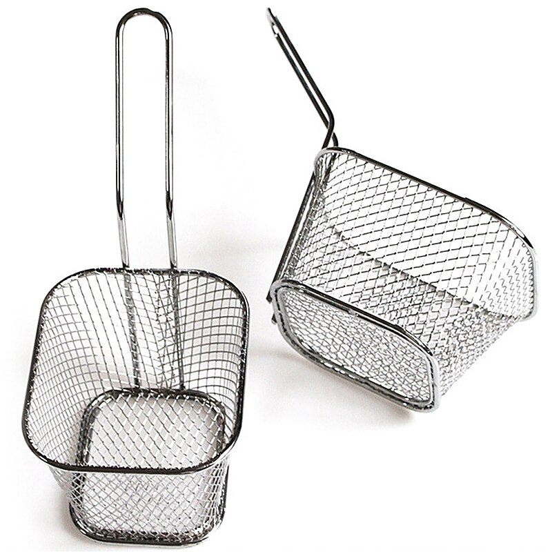 Mini Stainless Steel Chips Deep Fry Baskets Food Presentation Strainer Potato Cooking Tool Chef Basket Colander Tool