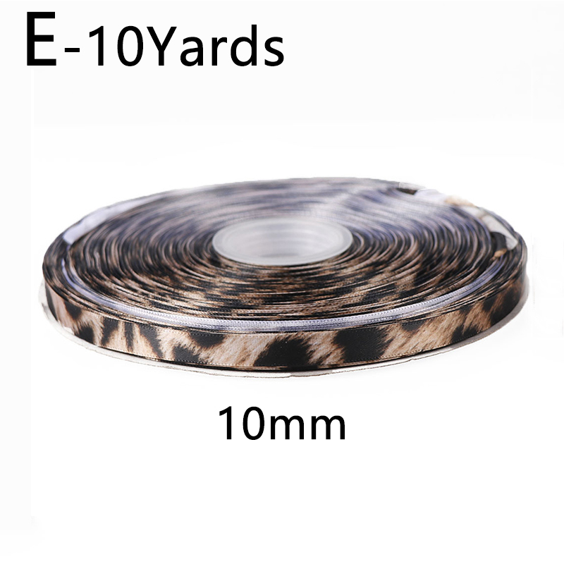 10Yards 10/15/25/40mm Leopard Print Printed Polyester Ribbons Transfer Printed Grosgrain Clothing DIY Handmade Materials: E