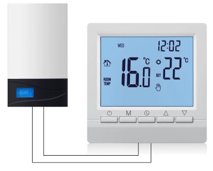 Programmable Gas Boiler Heating Temperature Regulator Hand Control Wireless AA Battery Thermostat with Kid Lock