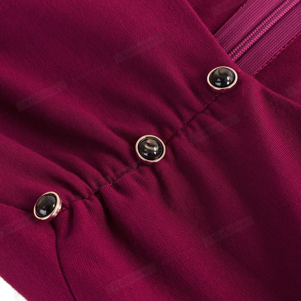 Nice-forever Autumn Women Hollow out Lace Patchwork Dresses Business Party Bodycon Fitted Female Dress btyB486