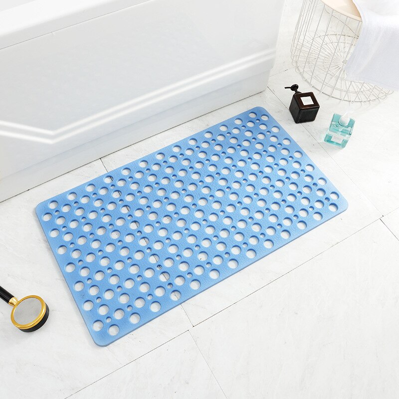 Shower Bath Mat Non-slip TPE Bathtub Foot Pad Hollow Hydrophobic Thicken Tasteless Shower Room Rug Environmental Bathroom Mats: Blue / 53x53cm