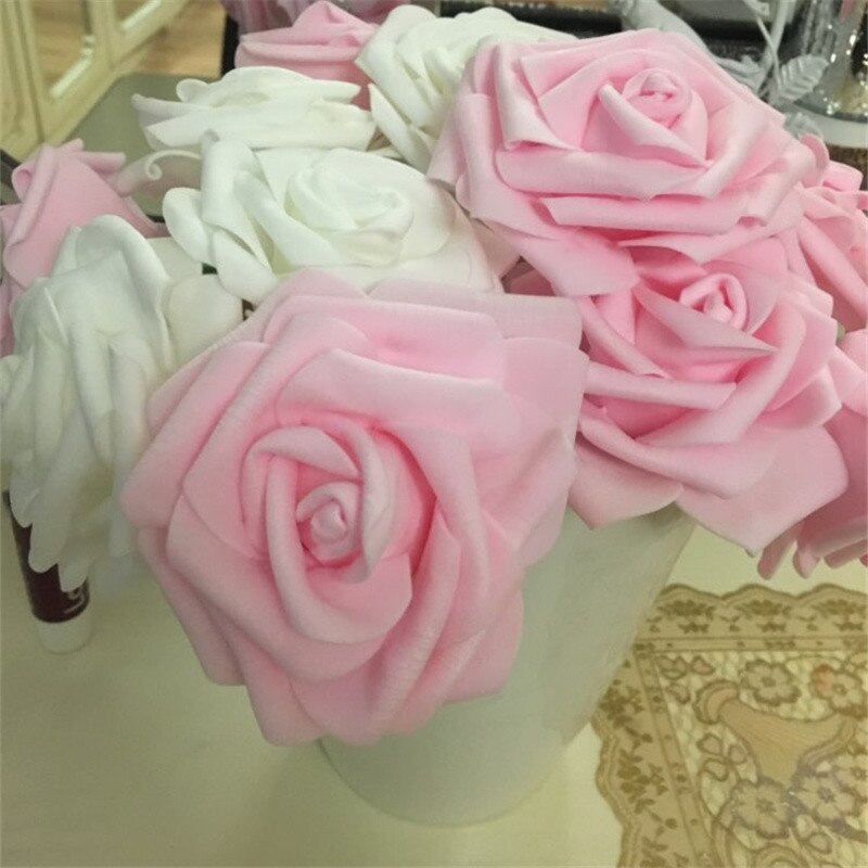 30Pcs 8 Cm Grote Foam Rose Kunstmatige Bloemhoofdjes Voor Bruiloft Decoratie Diy Kransen Boeket Handgemaakte Ambachten Accessoires