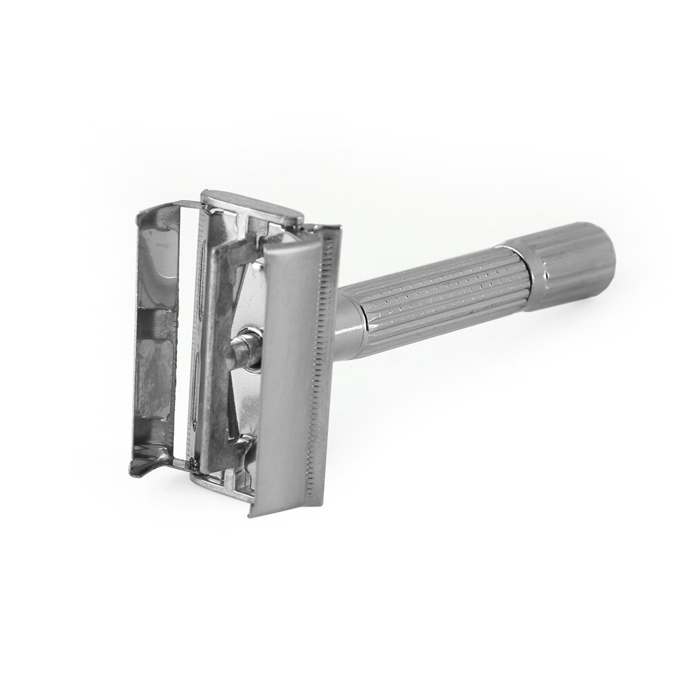 Men's Traditional Double Edge Chrome Wet Shaving Safety Handheld Manual Razor 1 Blade Included With Travel Case Care Hair Beard