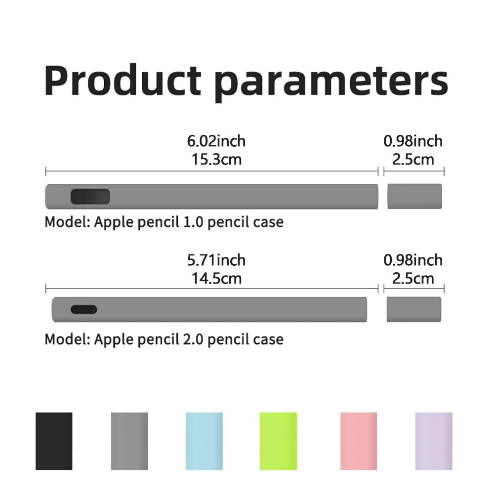 1 Juego de estuche para lápices de silicona, cubierta de la pluma táctil, Carcasa protectora para lápiz Apple 2/1
