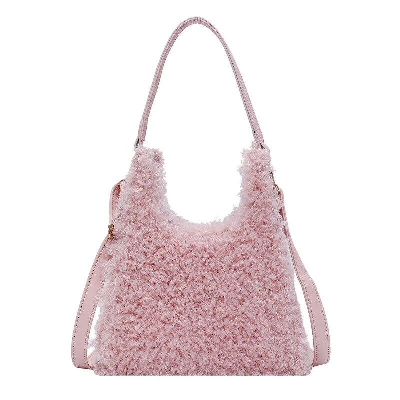 Lamm Plüsch Tasche Große Kapazität frauen Tasche Neue Stil Hohe Textur Eine-Schulter Crossbody Unterarm Tasche Pelzigen flauschigen: Rosa