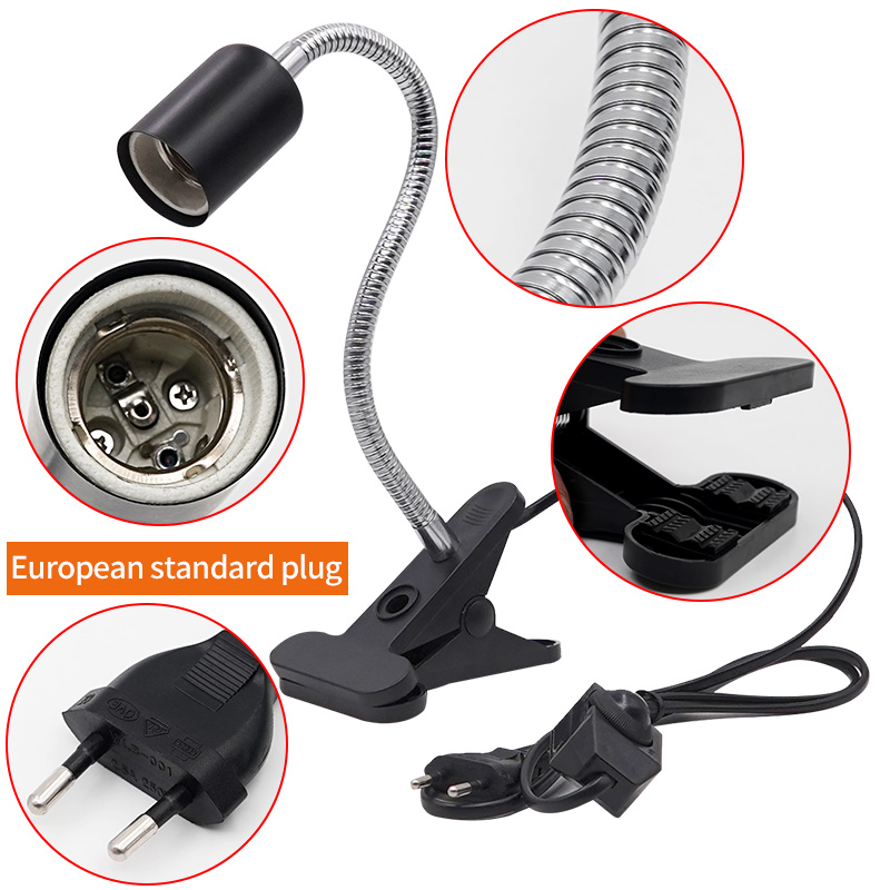 Uva/uvb E27 Pet Reptile Aquarium Heat Lamp Clip-On Bulb Adjustab Holder Tortoises Basking Uv Heating Lamp Kit for Lizard Turtle