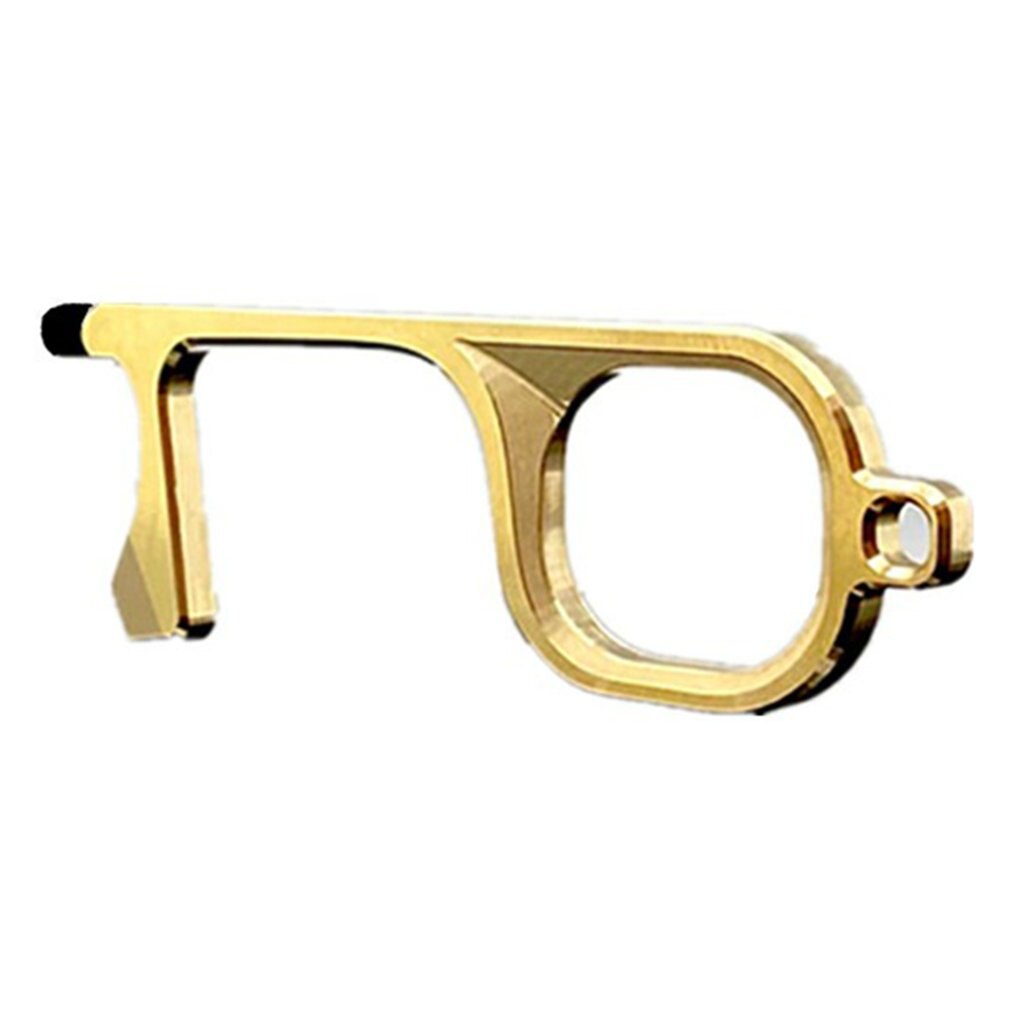 Key Door Opener Elevator Press Handle Key Safe Keychain Zero-touch Key Press Key Ring For Elevator Artifact: long Gold