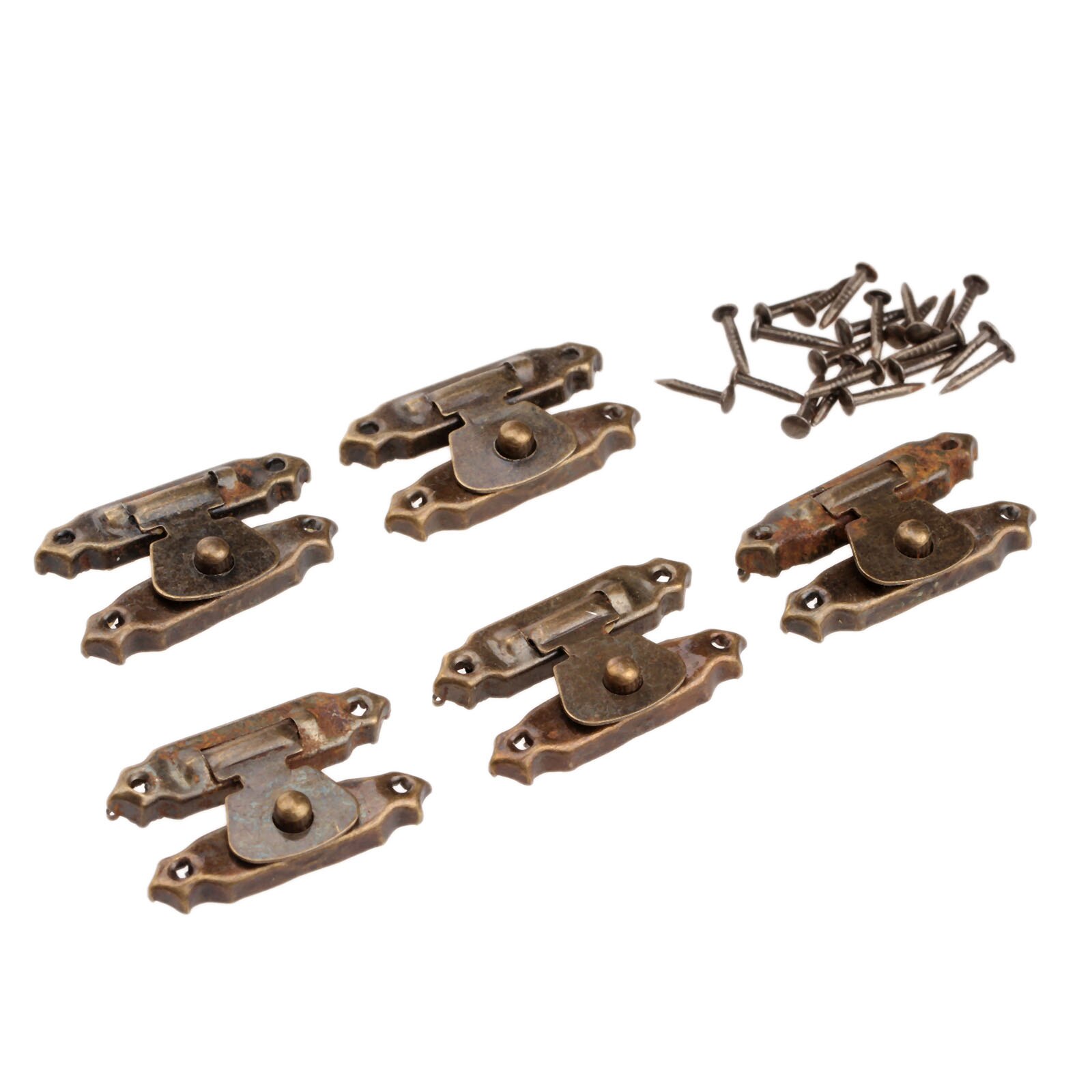 5pcs Antique Bronze Gold Box Hasps Lock Catch Latches for Jewelry Chest Box Suitcase Buckle Clip: Antique bronze