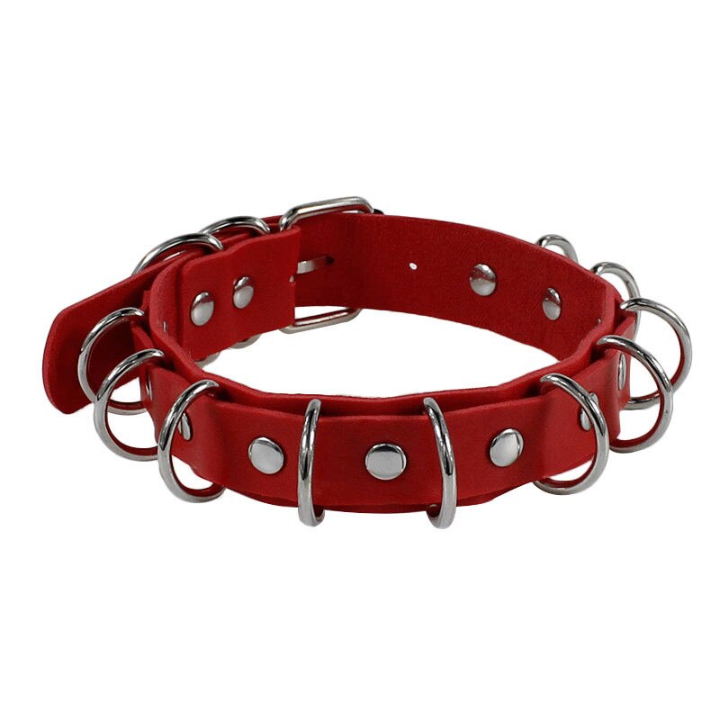 Collar de Metal multicapa con remache de punta redonda para mujer, Gargantilla gótica, joyería: red