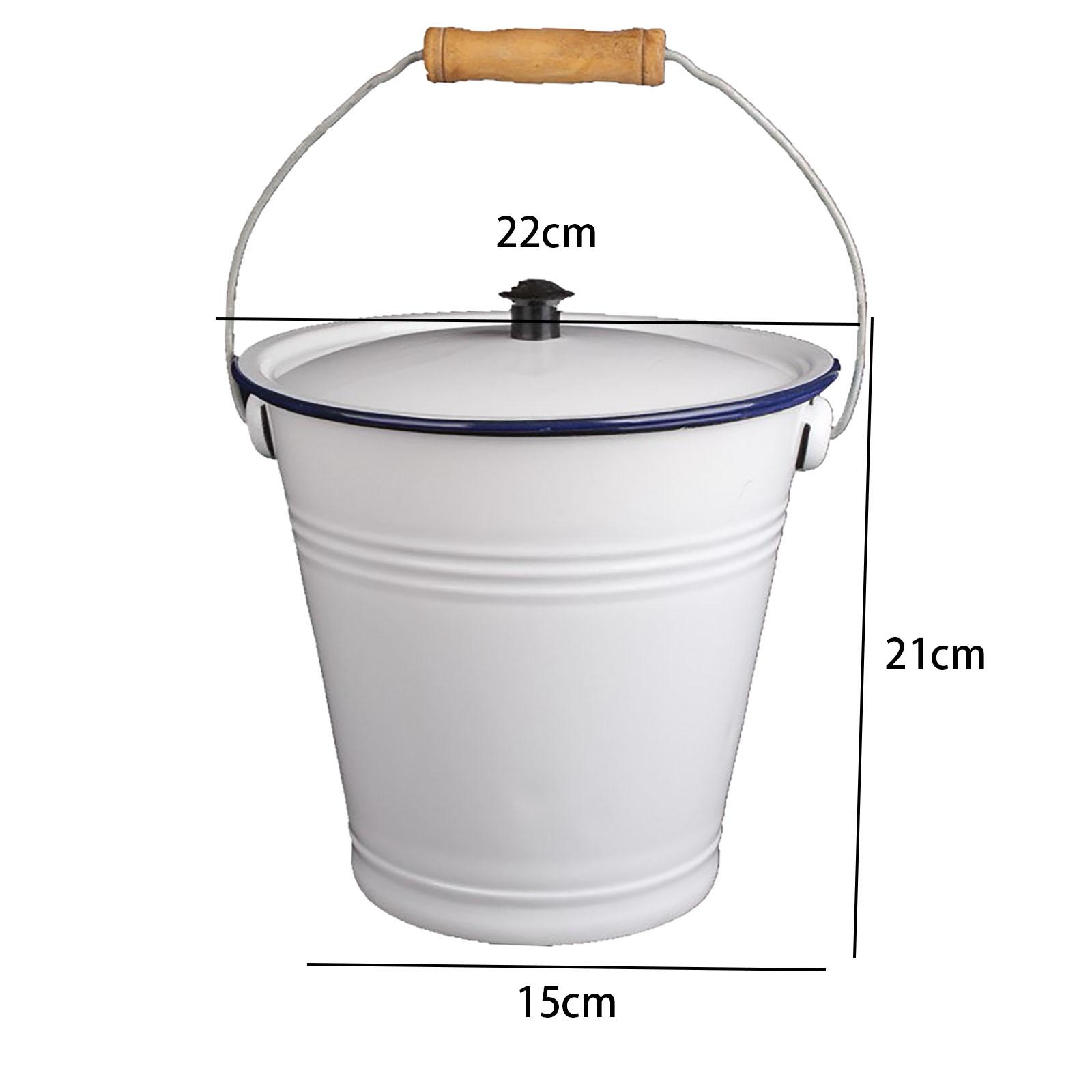 Enamel Bucket Milk Bucket Food Bin Multiuse Rustic Ice Bucket Water Bucket for Kitchen Garden Outdoor Activities Organizing